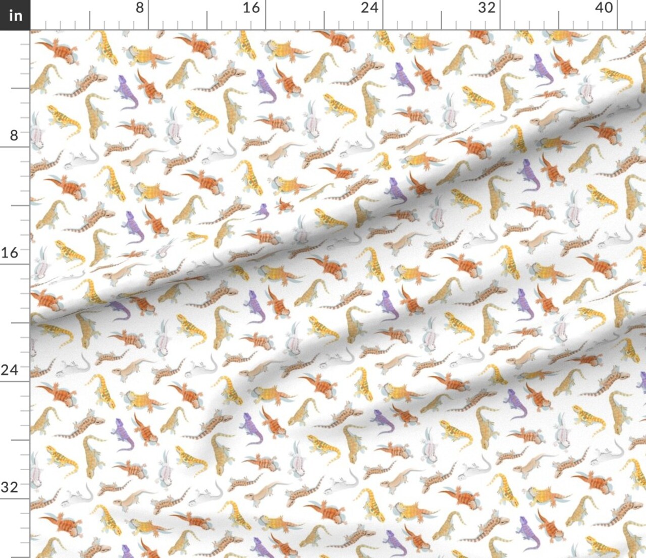 Reptile Animals Pets Lizard Beardie Scaley Tropical Exotic Bearded Dragon Colorful Reptiles Pet Custom Printed Fabric by Spoonflower Various Fabrics by the Yard or Fat Quarter 10473668